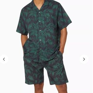 NWT - Desmond & Dempsey Men's Byron Tropical Print Pyjamas In Navy
